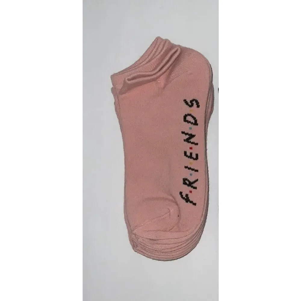 Friends TV Series Show 5 Pair Pink Low Cut Socks Size 4-10 NEW